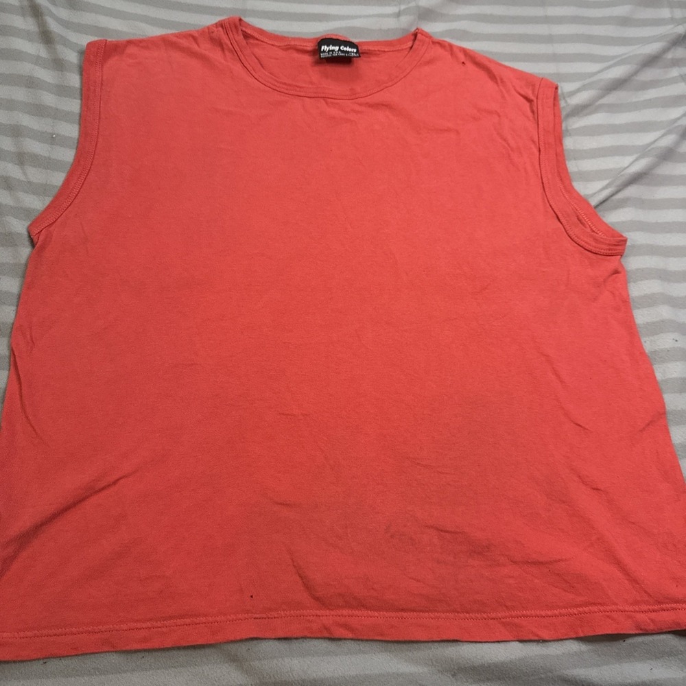 Vintage 1990s Flying Colors Sleeveless Shirt Orange Men's XL Made In USA‎